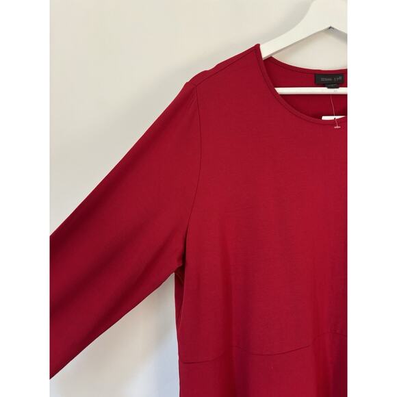 J. Jill Dress Large Womens Red Knee Long Sleeve Stretch Fall Winter Christmas - Picture 4 of 11